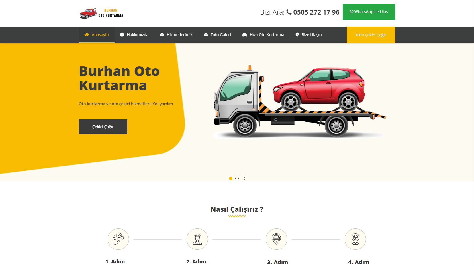 Oto Kurtarma Web Sitesi – Çekici Hazır Web Sitesi